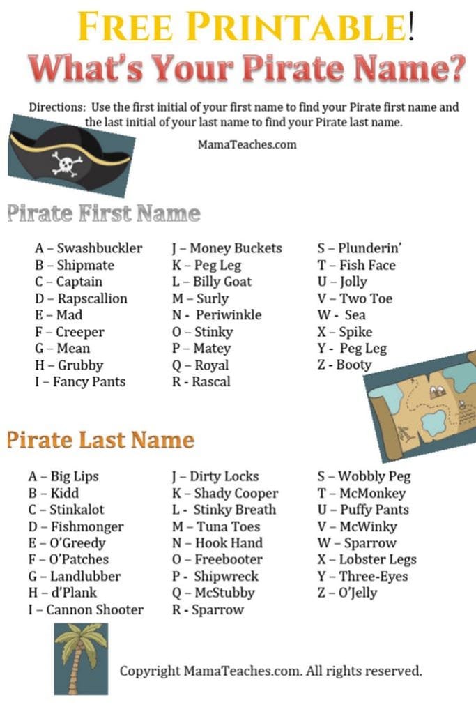 Find Your Pirate Name for Talk Like a Pirate Day – Pirate Name List