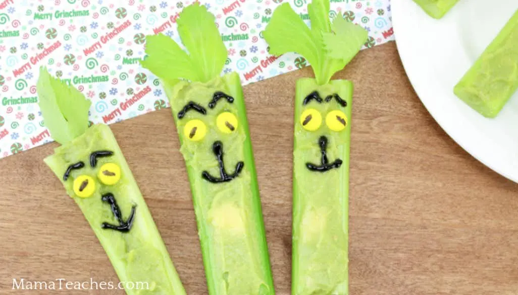 Easy Grinch Celery Recipe - a cute Grinch food idea.