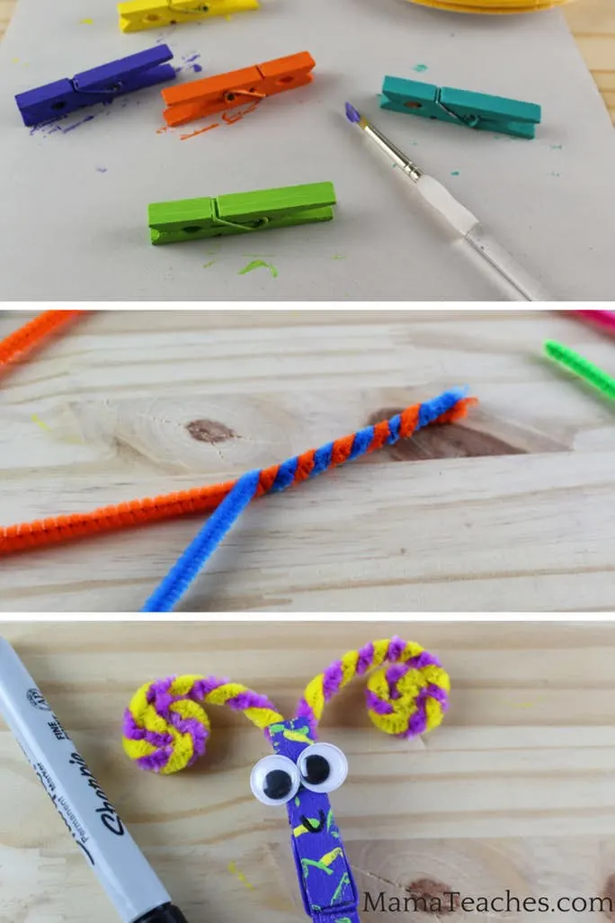 Paint the Clothespins for the Butterfly Snack Bag Clips