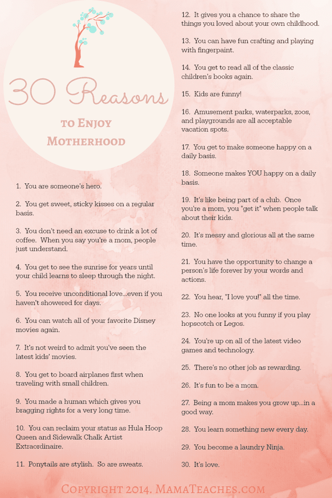 30 Reasons to Enjoy Motherhood