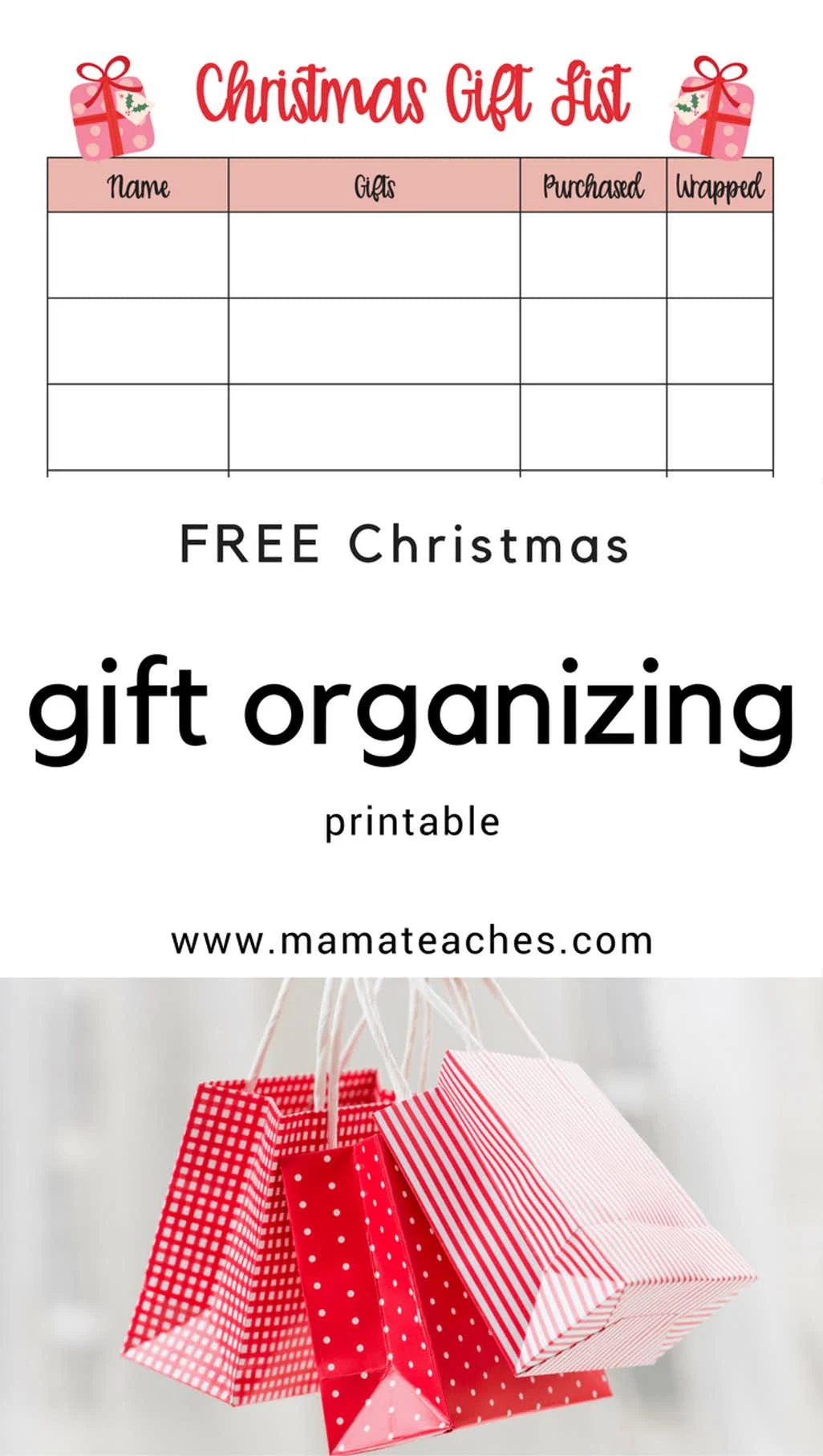 Free Christmas Gift Giving Organization Printable