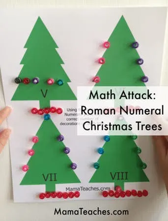 Christmas Tree Roman Numeral Match