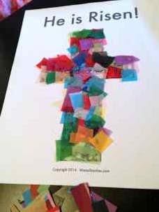 Easter Tissue Paper Cross Craft Activity for Kids