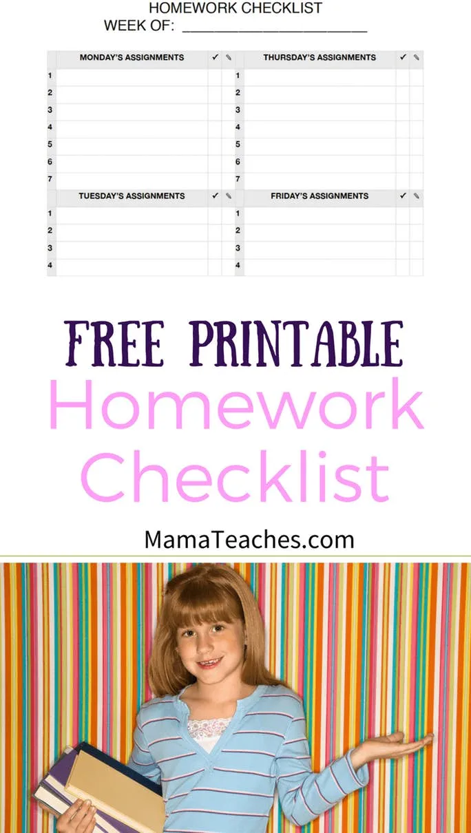 Free Homework Checklist Printable