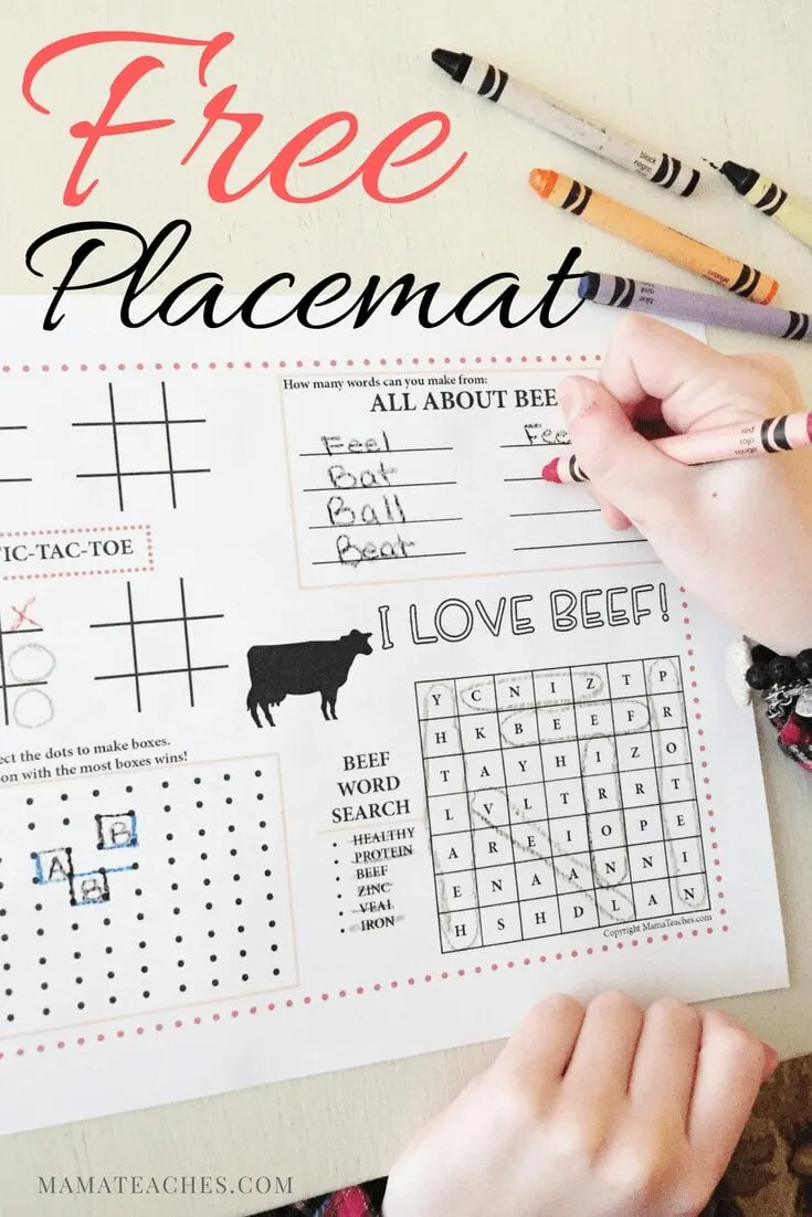 Fun Facts About Beef: Nutrients, Recipes, and a Free Printable Placemat!