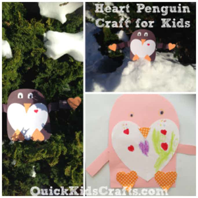 Penguin Heart Craft for Kids
