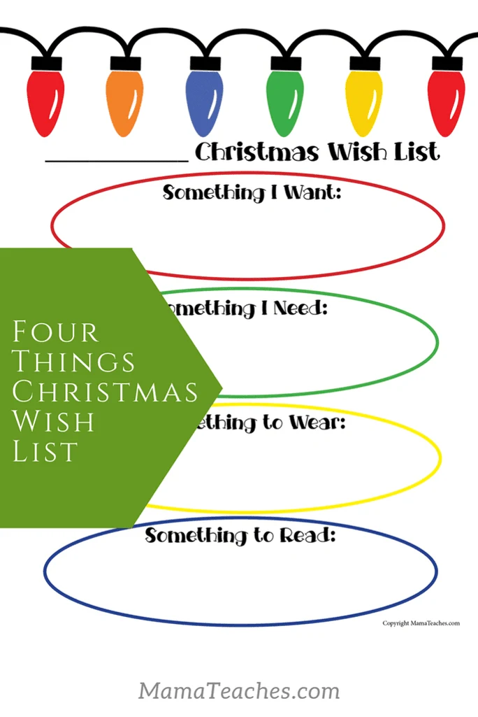 Taking Back the Holidays: Four Things Christmas Gift List Free Printable