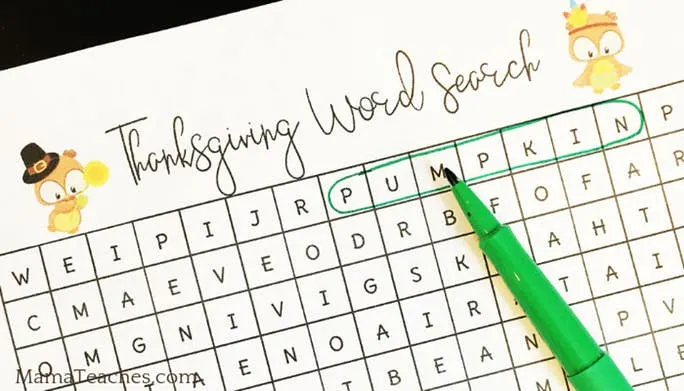 Thanksgiving Word Search Printable