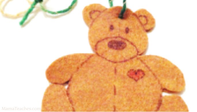 Felt Teddy Bear Ornament Craft for Kids