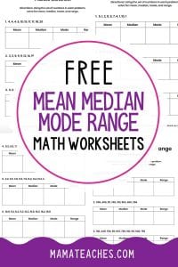 Mean Median Mode Range Worksheets {free Printables} - Mama Teaches