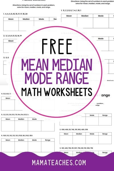 Mean Median Mode Range Worksheets {Free Printables} - Mama Teaches