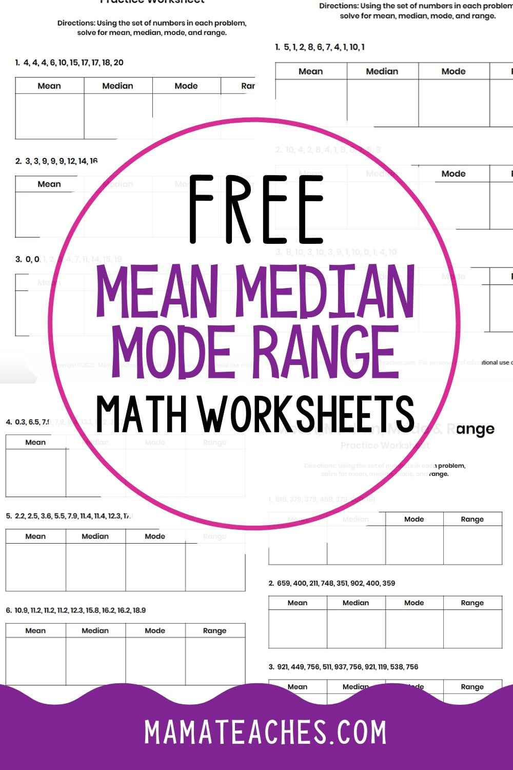 Free Math Worksheets Mean Median Mode Range Worksheets 