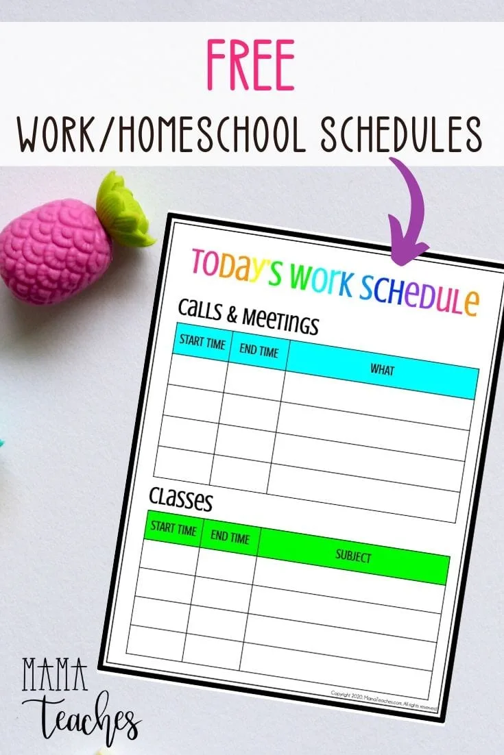 Free Work Homeschool Schedule Printable - MamaTeaches.com