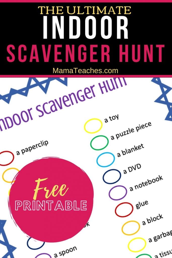 Indoor Scavenger Hunt for Kids Printable - Mama Teaches