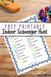 Indoor Scavenger Hunt for Kids Printable - Mama Teaches