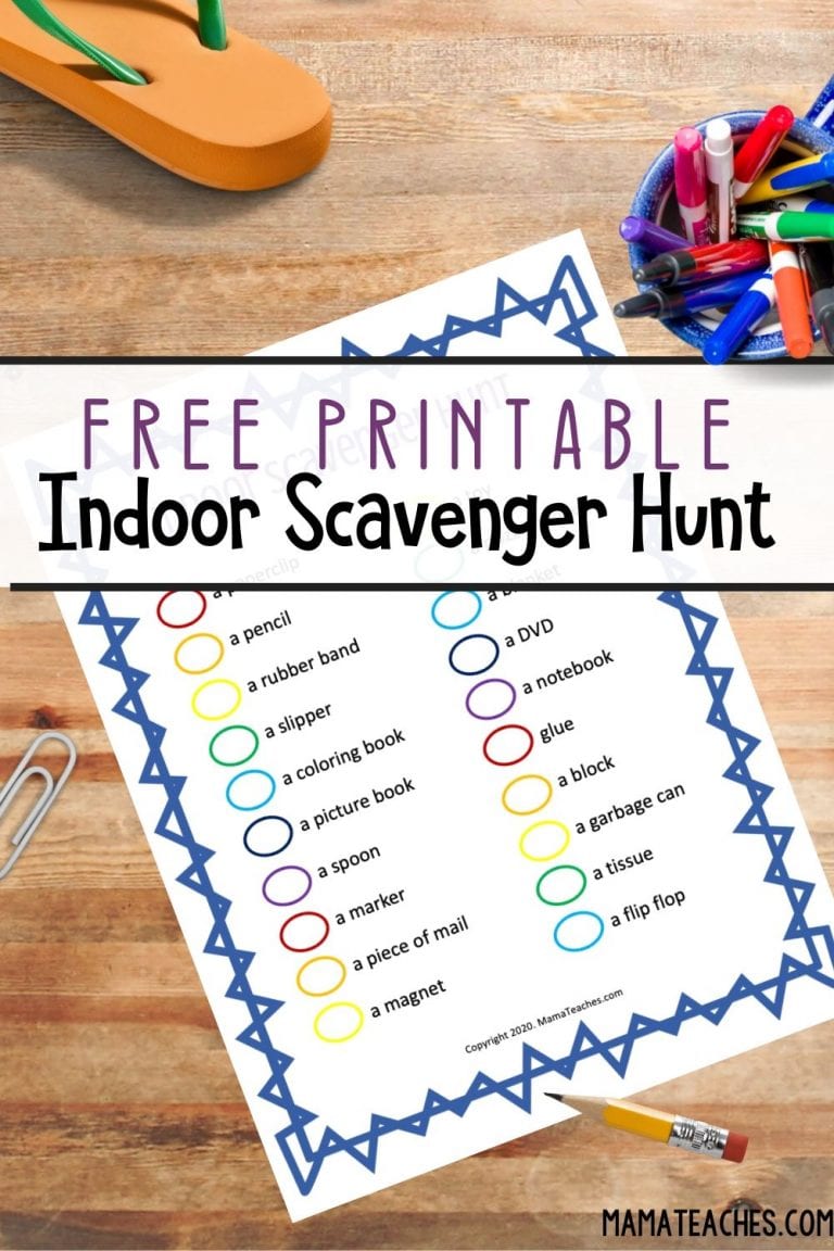 Indoor Scavenger Hunt for Kids Printable - Mama Teaches