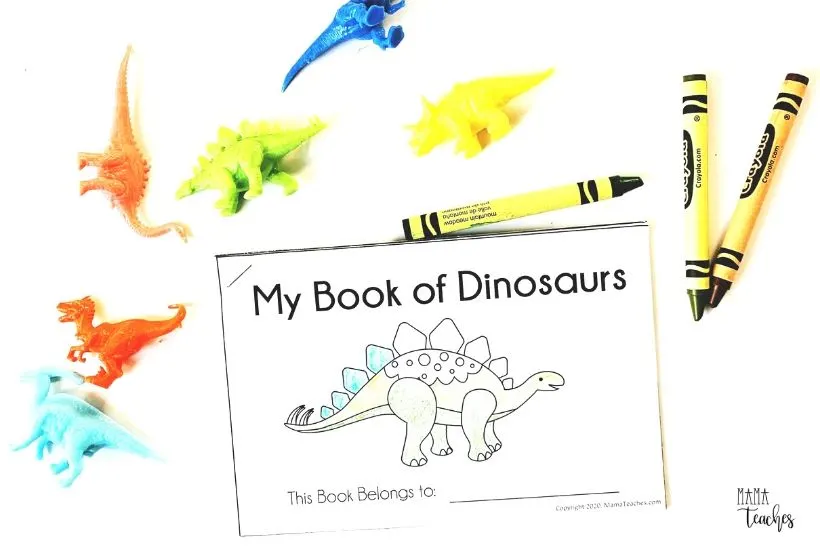 Preschool Early Reader - My Book of Dinosaurs for Beginning Readers - Get it free at MamaTeaches.com