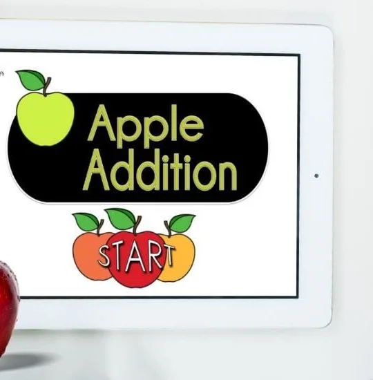 Apple Addition Digital Math Game for Preschool and Kindergarten on a Tablet - MamaTeaches.com