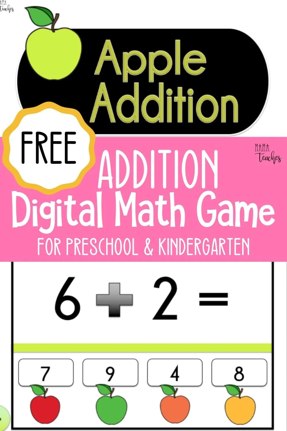 Free Addition Digital Math Game for Preschool and Kindergarten - MamaTeaches.com