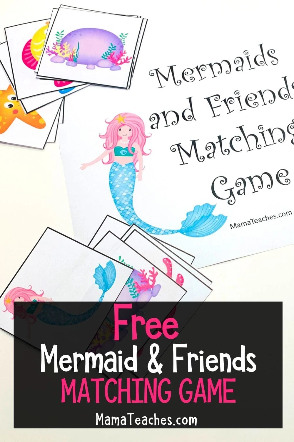 Free Mermaid Friends Matching Game - MamaTeaches.com