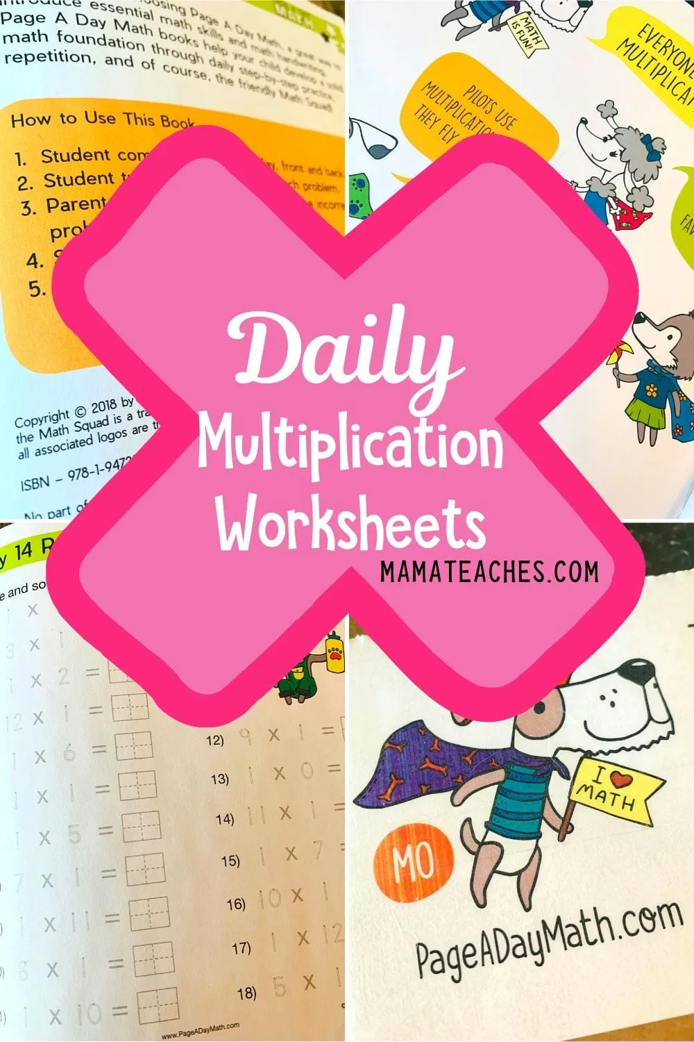 Daily Multiplication Worksheets for Kids from Page a Day Math