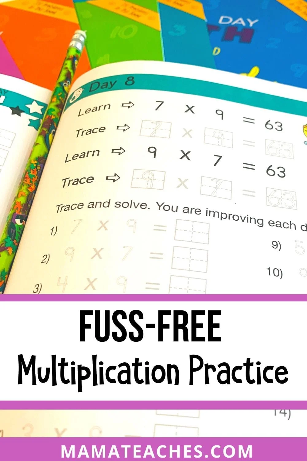 Fuss-Free Multiplication for Kids from Page a Day Math - Learn more at MamaTeaches.com