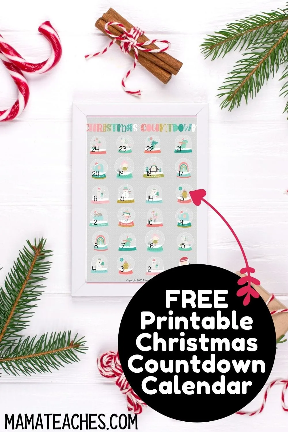 Free Christmas Countdown Calendar Calendar Printable - Mama Teaches