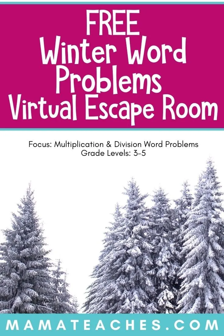 Free Winter Word Problems Virtual Escape Room