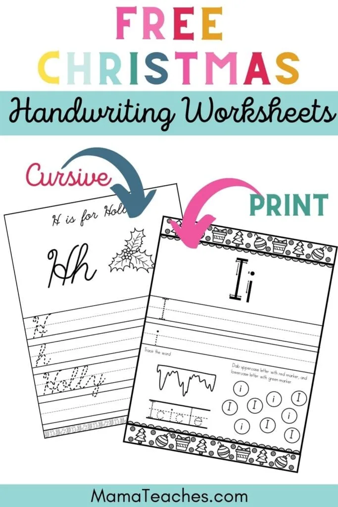 Free Christmas Handwriting Worksheets for Kids