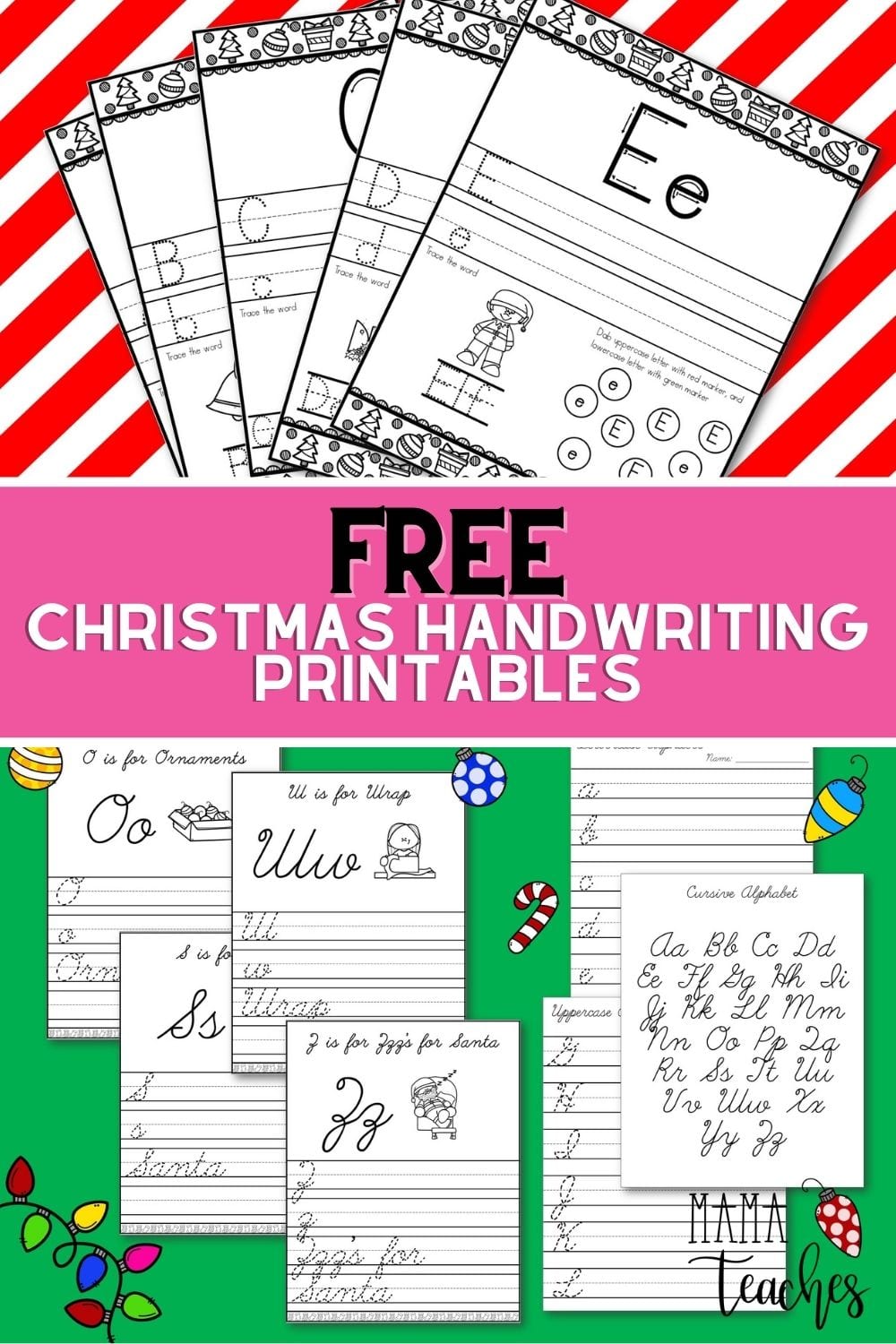 Christmas Alphabet Handwriting Worksheets - Mama Teaches