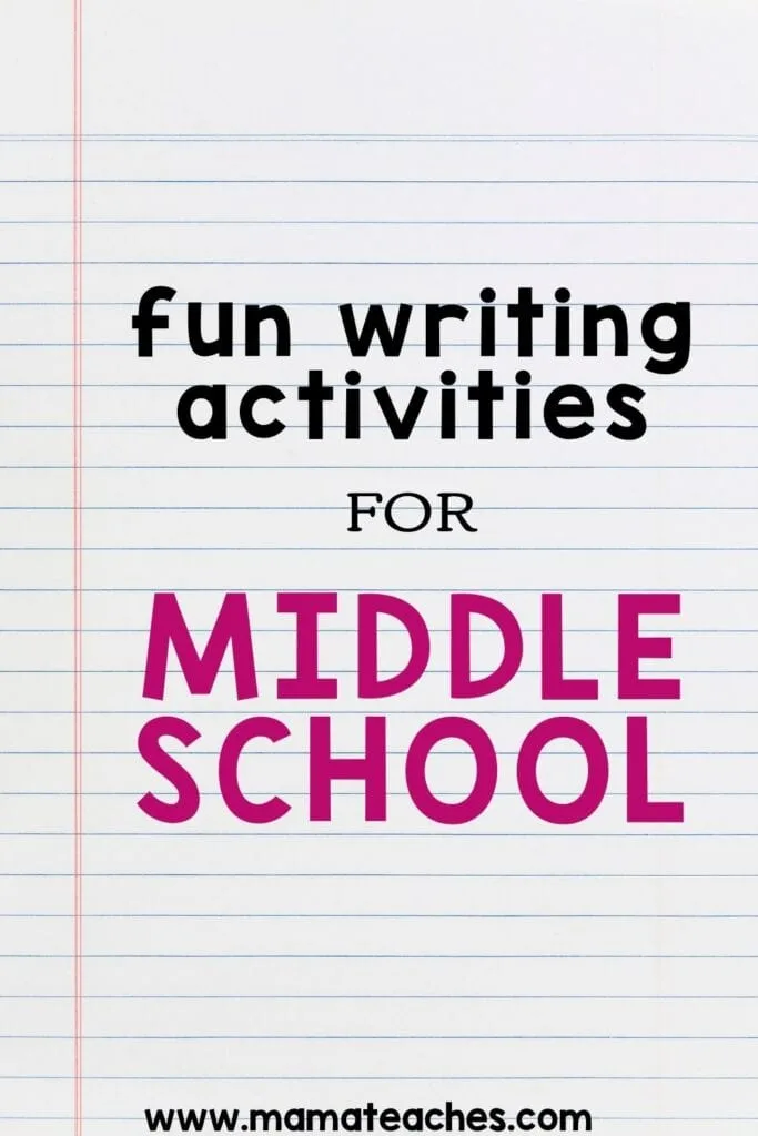 creative writing activities for middle school