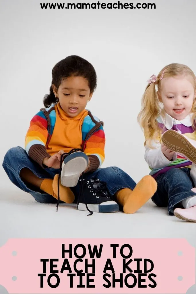 Kids learning to tie on sale shoes