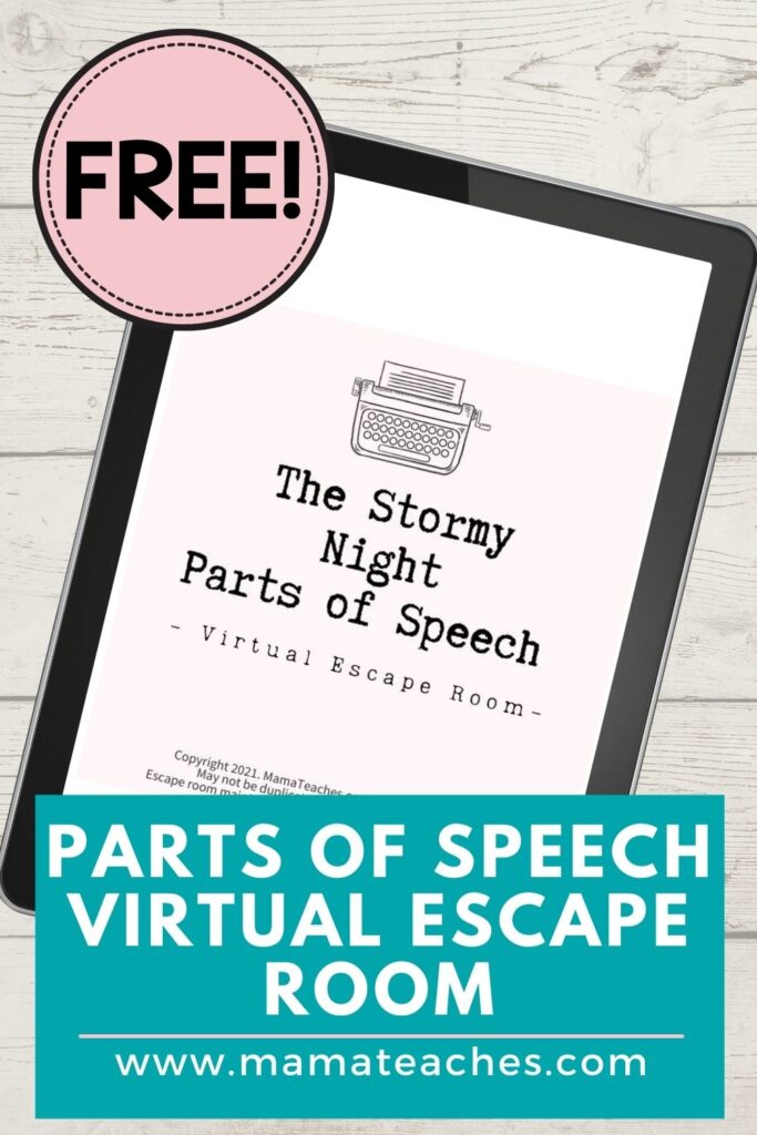 The Stormy Night Parts of Speech Virtual Escape Room