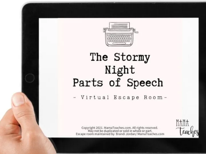 The Stormy Night Parts of Speech Virtual Escape Room