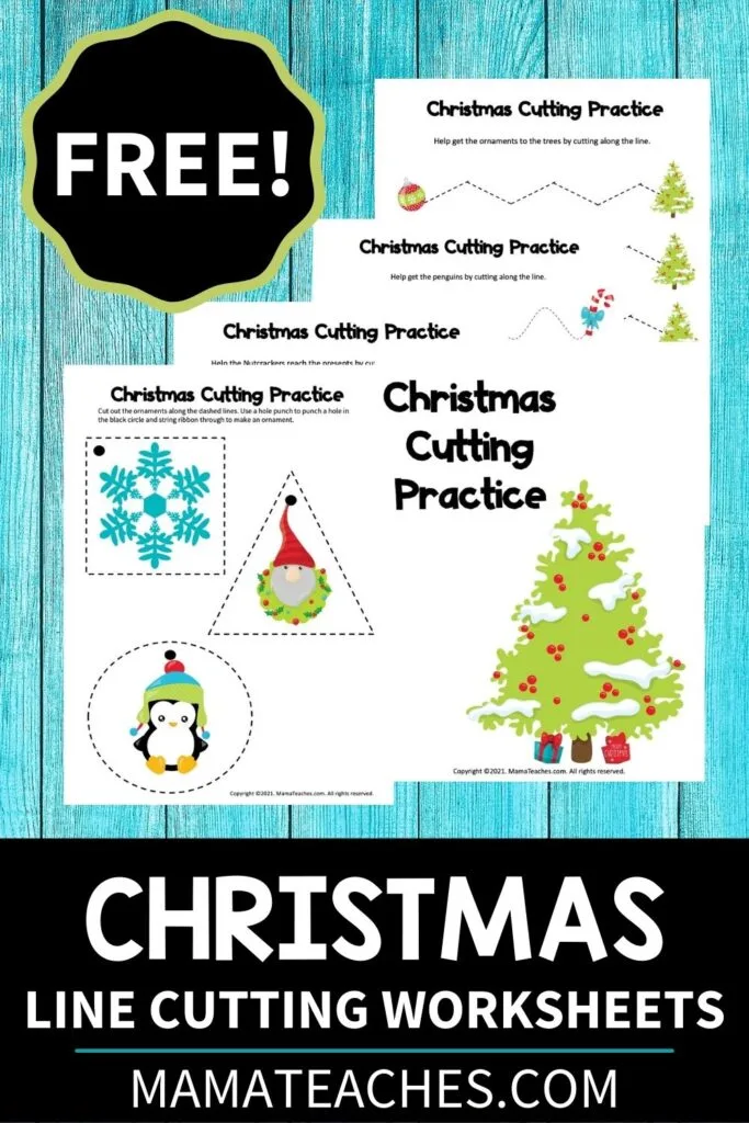 Christmas Line Cutting Practice for Preschoolers