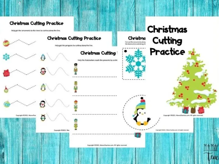 Christmas Line Cutting Practice for Preschoolers