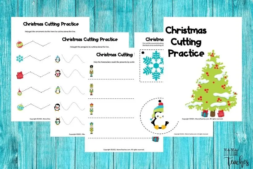 Christmas Cutting Practice Printable with Craft - Stay At Home Educator