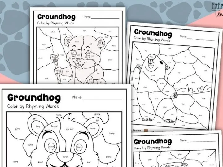 Groundhog Day Color by Rhyming Word
