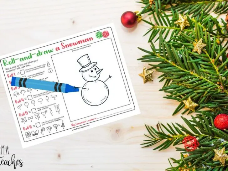 Roll and draw a snowman printable activity