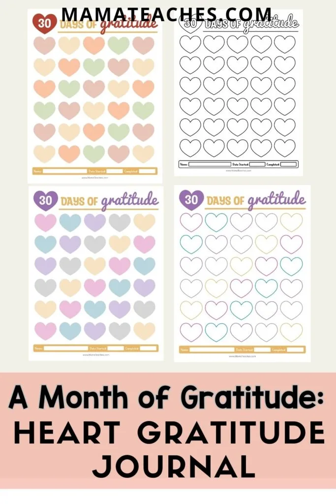 A Month of Gratitude Heart Gratitude Journal