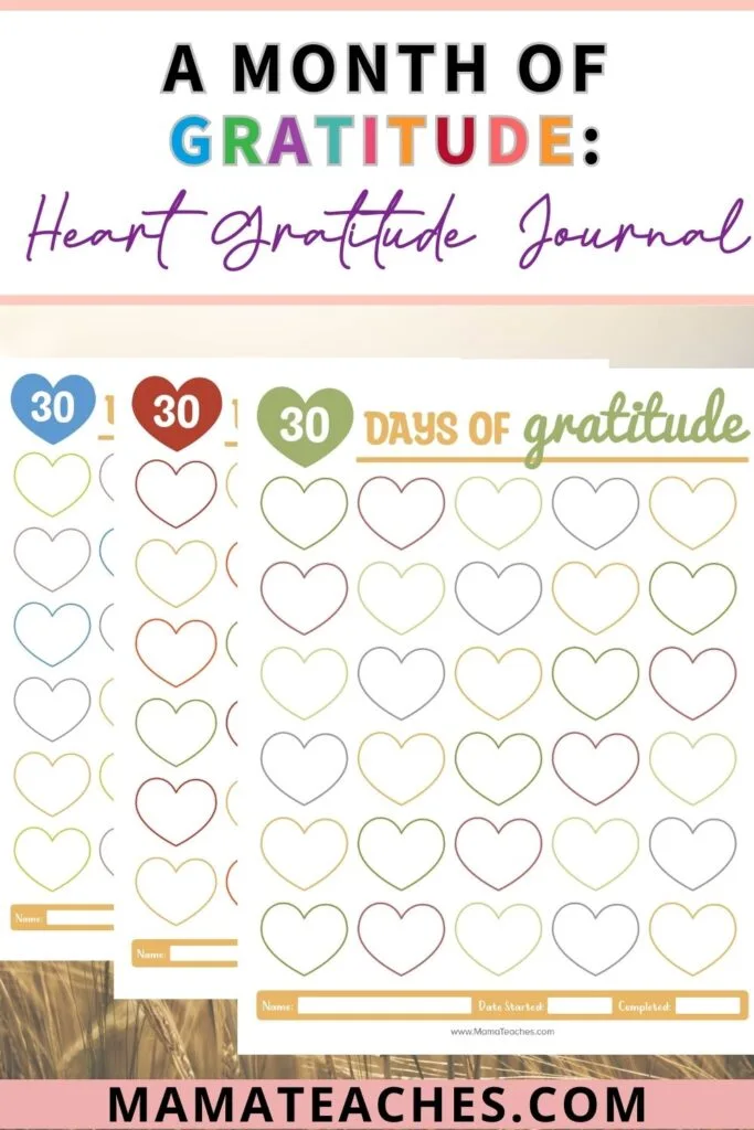 A Month of Gratitude Heart Gratitude Journal