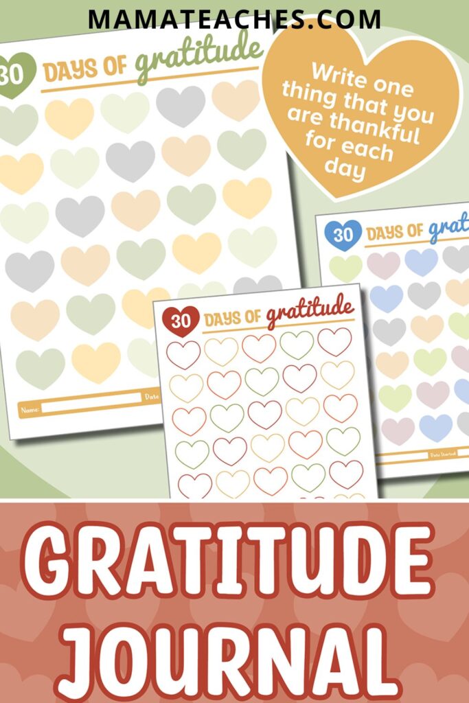 A Month of Gratitude Heart Gratitude Journal