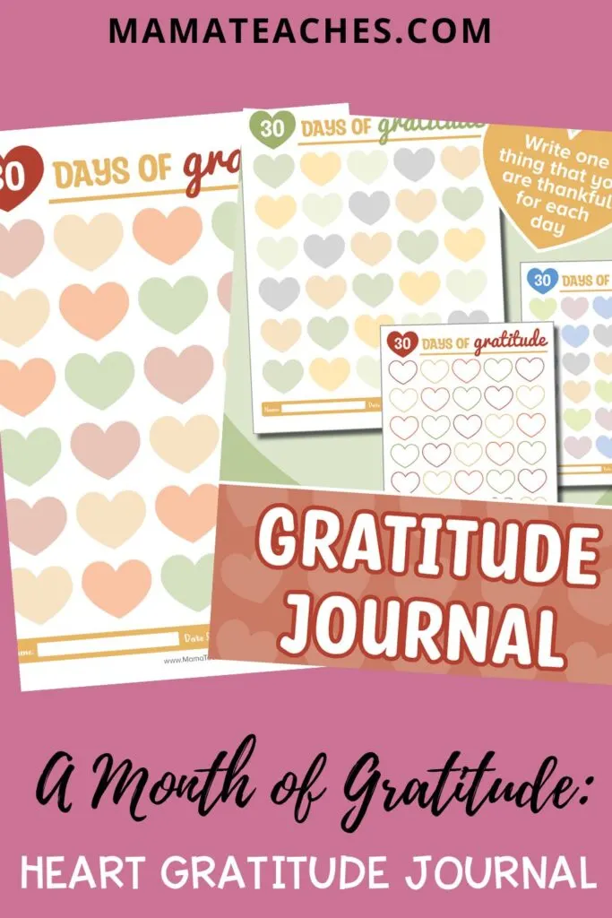 A Month of Gratitude Heart Gratitude Journal