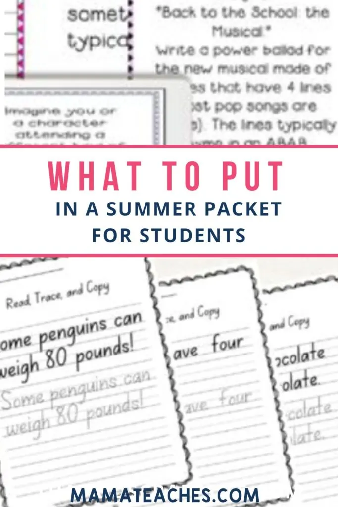 What to Put in a Summer Packet for Students