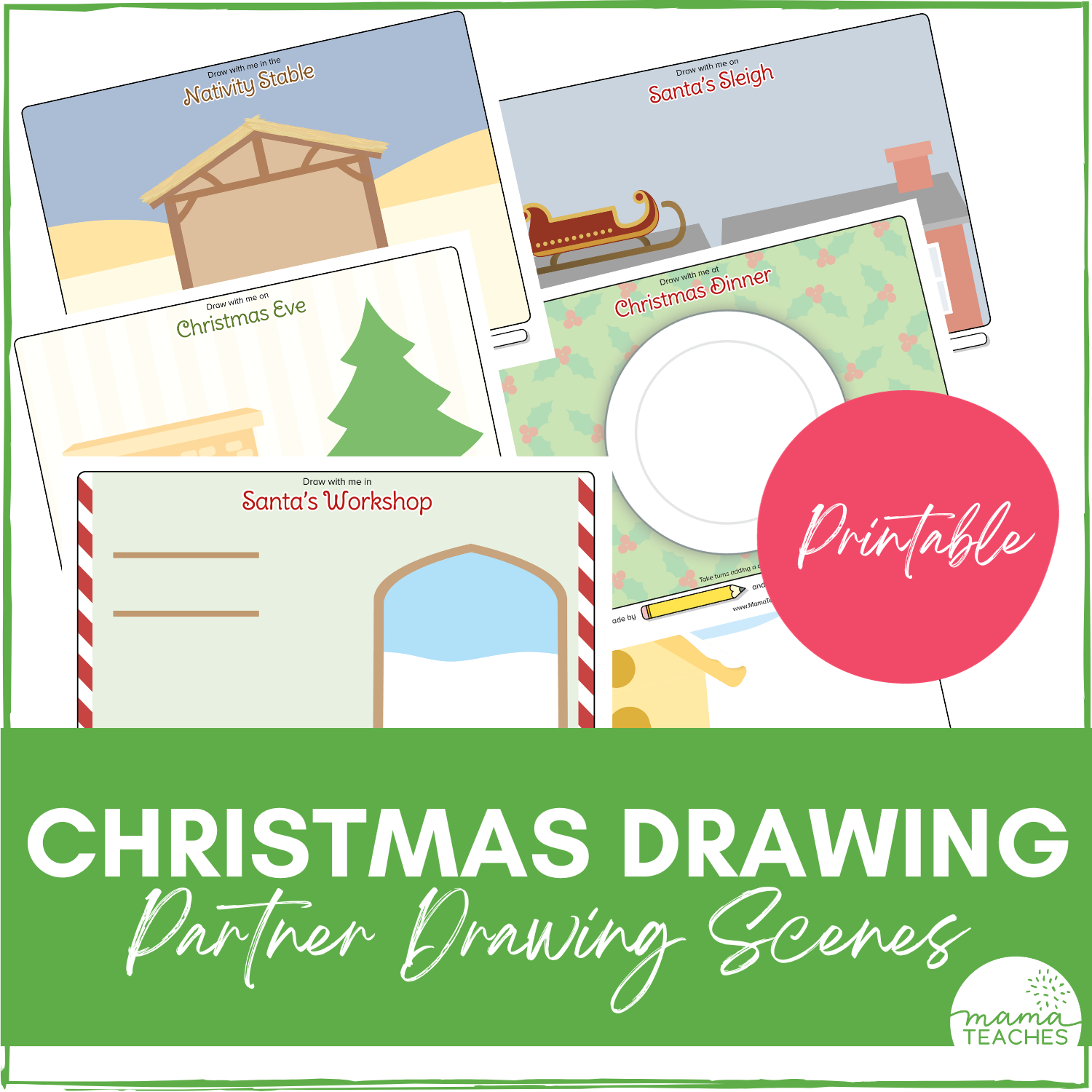 Christmas drawing scenes